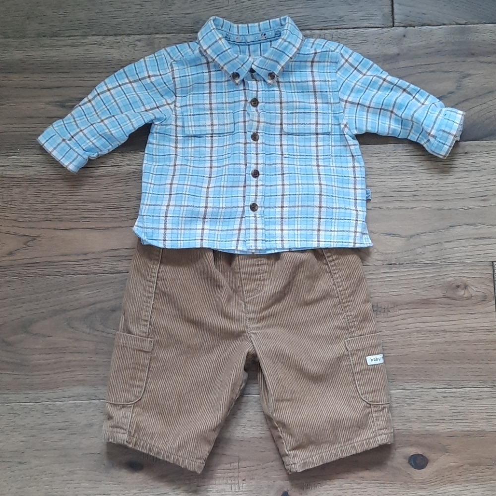 The Children's Place Cottage Core Corduroy Plaid Shirt Matching Set